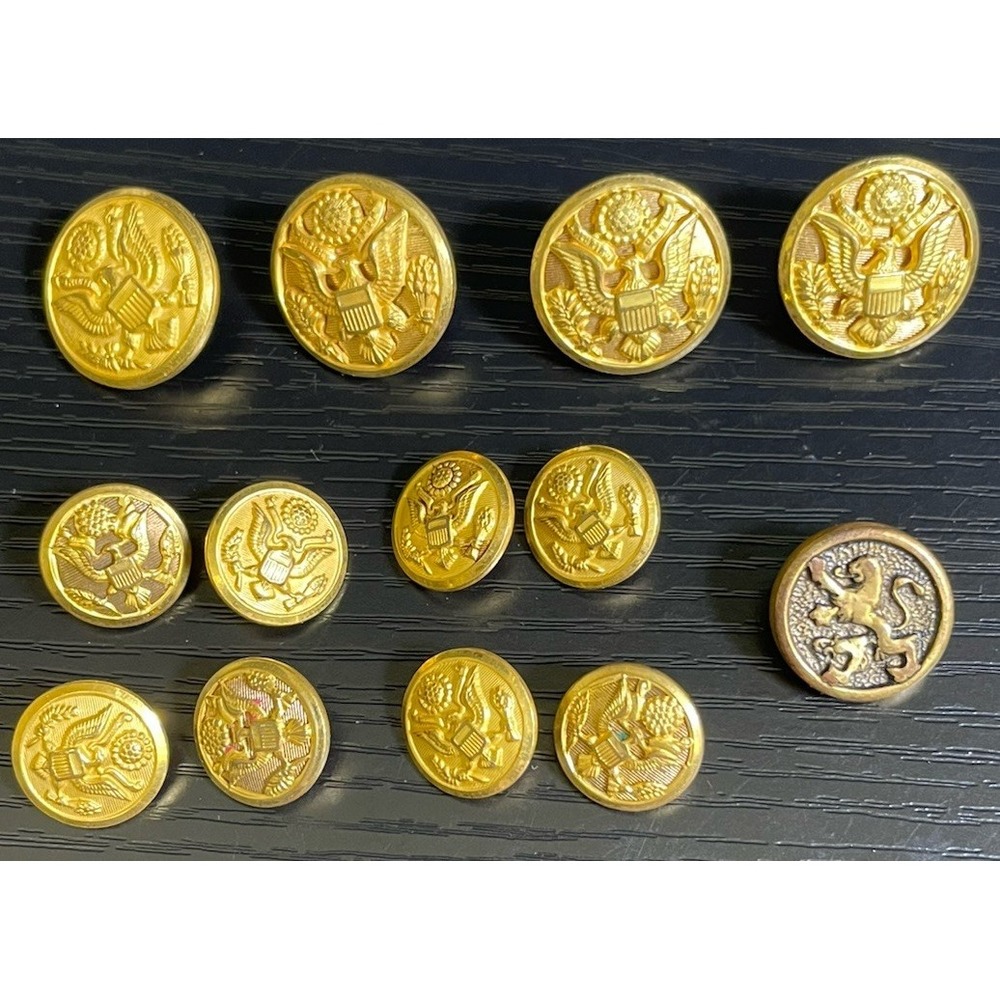 Vintage Waterbury Brass Eagle Blazer Uniform Button Lot 13 Gold Tone